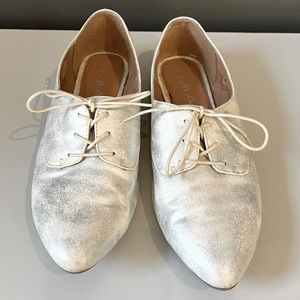 Mia "Alexis" Lace-up Oxfords - Metallic Flats